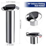 NovelBee 4 Pack Fishing Rod Holders with Rubber Cap and Mounting Screws,90 Degree Stainless Steel Flush Mount Rod Holder for Fishing Boat