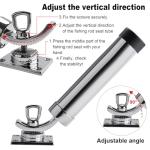 NovelBee 4pcs Fishing Rod Holders,360 Degree Adjustable Outrigger Rod Holder,Deck Mount 316 Stainless Steel Rod Pod Rack for Marine Boat Yacht