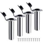 NovelBee 4 Pack Fishing Rod Holders with Rubber Cap and Mounting Screws,90 Degree Stainless Steel Flush Mount Rod Holder for Fishing Boat
