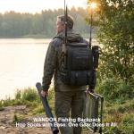 WANOON 45L Fishing Tackle Backpack with Rod Holders