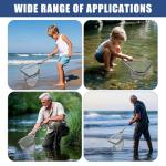 Fishing Net Minnow Nets with Aluminum Collapsible Telescopic Fishing Pole Handle and Nylon Mesh, Small F-ishing Landing Net for Saltwater Freshwater(19.69x13.39inch,Color:Black)