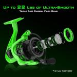 KastKing Zephyr Spinning Reel Green Size 1000,Light to 5.6oz, 6+1BB Smooth Powerful Fishing Reel, Fresh&Saltwater Fishing Reel, Oversized Stainless Steel Main Shaft