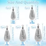 Fishing Weights Sinkers Kit, 25pcs 5 Sizes Bass Casting Drop Shot Weights Lead Fishing Weights Fishing Assortment for Saltwater Freshwater Fishing