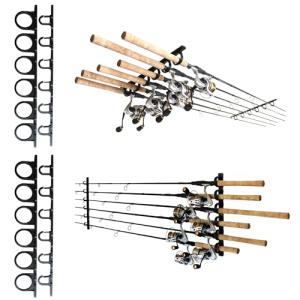 Rush Creek Creations, Ceiling Fishing Rod Holder for 6 Rods, Fishing Pole Holder for Garage Organization and Wall Storage, for Fishing Reels, Fishing Gear, and Fishing Accessories (2 Horizontal Rack)