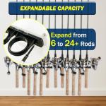 Rush Creek Creations, Ceiling Fishing Rod Holder for 6 Rods, Fishing Pole Holder for Garage Organization and Wall Storage, for Fishing Reels, Fishing Gear, and Fishing Accessories (2 Horizontal Rack)