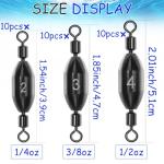 Brass Fishing Weights with Swivel - 15pcs