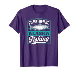 Alaska Fishing Funny Salmon Ice Rod T-Shirt