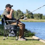 X Strike Fishing Chairs with Rod Holder, Folding Ice Fishing Chair for Adults Outdoor Camping Chair Leg Adjustable with Cooler Bag and Storage Bag for Ice Fishing, Camp, Lawn, Patio, Garden