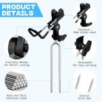 E-jades Fishing Rod Holders for Bank Fishing, Upgraded Secure Gear Mesh Fishing Pole Holders for Ground 360° Adjustable, 2pcs Extra Long Drill Rod Stand for Catfish, Beach, Mud, Gifts for Men Birthday