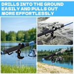 E-jades Fishing Rod Holders for Bank Fishing, Upgraded Secure Gear Mesh Fishing Pole Holders for Ground 360° Adjustable, 2pcs Extra Long Drill Rod Stand for Catfish, Beach, Mud, Gifts for Men Birthday