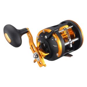 HAUT TON Vortex Baitcasting Fishing Reels, Saltwater Inshore Surf Trolling Reel, Round Baitcaster Reel Up to 44LBS Powerful Max Drag, Conventional Reel for Catfish, Musky, Salmon(Gold, 40 Right Hand)