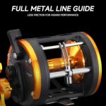 HAUT TON Vortex Baitcasting Fishing Reels, Saltwater Inshore Surf Trolling Reel, Round Baitcaster Reel Up to 44LBS Powerful Max Drag, Conventional Reel for Catfish, Musky, Salmon(Gold, 40 Right Hand)