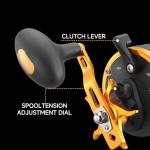 HAUT TON Vortex Baitcasting Fishing Reels, Saltwater Inshore Surf Trolling Reel, Round Baitcaster Reel Up to 44LBS Powerful Max Drag, Conventional Reel for Catfish, Musky, Salmon(Gold, 40 Right Hand)