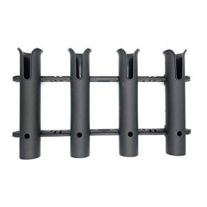 HiUmi Wall Mounted Fishing Rod Holders Tubes Links Fishing Rod Holder Rack Rests (4-Pole-Black)