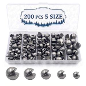 200/350 Pcs Premium Split Shot Fishing Weights Sinkers, Removable Leakproof Fly Fishing Split Shot for Freshwater & Saltwater， Bass Trout Circular Accessories - 5/6 Sizes(Round 200)