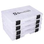 Sougayilang Fishing Tackle Boxes - 3600 3700 Plastic Storage Organizer Box with Removable Dividers - Fishing Tackle Storage - 4 Packs 3600 Transparent Tackle Trays