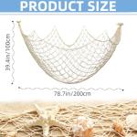 Fishing Net Decoration 79 x 39 Inch Natural Decorative Fish Net,Fish Netting for Decoration,Birthday Decorations Fishnet Decor,Decorative Fishing Nets for Wedding Beach Party