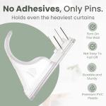 No Adhesive Heavy Duty Curtain Rod Holders with Wide Hook, 5X Stronger Than Adhesive Curtain Rod Hooks,Tension Curtain Rod Bracket for Wall with Pin Guide, Curtain Wall Mount (4 Pack, for 1.25" Rods)