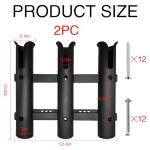 rssqzqypy 2Pcs Fishing Rod Holder Bracket Tube,3-Pole Side Mount Rod Holder with Screws Portable Boat Rod Rack Tube for Garage Wall Mounted Fishing Boat Golf Cart Cooler ATV Trailer