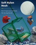 Pawfly 4 & 6 Inch Aquarium Fish Net Set with Braided Metal Handle Square Green Net with Soft Fine Mesh Sludge Food Residue Wastes Skimming Cleaning Net for Fish Tanks Small Koi Ponds and Pools