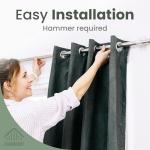 No Adhesive Heavy Duty Curtain Rod Holders with Wide Hook, 5X Stronger Than Adhesive Curtain Rod Hooks,Tension Curtain Rod Bracket for Wall with Pin Guide, Curtain Wall Mount (4 Pack, for 1.25" Rods)