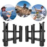 rssqzqypy 2Pcs Fishing Rod Holder Bracket Tube,3-Pole Side Mount Rod Holder with Screws Portable Boat Rod Rack Tube for Garage Wall Mounted Fishing Boat Golf Cart Cooler ATV Trailer