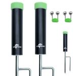 CASVEXO Fishing Pole Holder , 2 Pack Aluminum Fishing Rod Holder for Ground, Rod Holders for Bank Fishing, Double Spike Support, 2 Free Alarm Bells