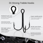Pristis 16 Pack 1/0 Strong Treble Fishing Hooks