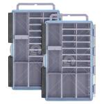 Gonex Tackle Boxes for Fishing 2-Pack Waterproof with Adjustable Compartments, Clear Portable Tackle Trays, Plastic Tackle Organizers with DIY Dividers for Lures Hooks & Bass Gear, 3600, Gray