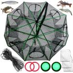 Synceduo Crab Trap Crawfish Minnow Trap, Foldable Fishing Bait Net for Blue Crabs Lobster Shrimp Crawfish with Rope and Crabbing Equipment, 10 Holes