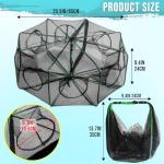 Synceduo Crab Trap Crawfish Minnow Trap, Foldable Fishing Bait Net for Blue Crabs Lobster Shrimp Crawfish with Rope and Crabbing Equipment, 10 Holes