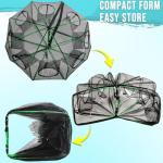 Synceduo Crab Trap Crawfish Minnow Trap, Foldable Fishing Bait Net for Blue Crabs Lobster Shrimp Crawfish with Rope and Crabbing Equipment, 10 Holes