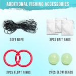 Synceduo Crab Trap Crawfish Minnow Trap, Foldable Fishing Bait Net for Blue Crabs Lobster Shrimp Crawfish with Rope and Crabbing Equipment, 10 Holes