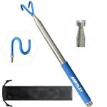 AHRYLXY Telescoping Pickup Tool Magnetic Pole with 3 Hooks, 10 FT Telescopic Push Pull Rod Wire Reacher Grabber Disc Golf Retriever, Disc Golf Accessories