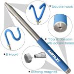 AHRYLXY Telescoping Pickup Tool Magnetic Pole with 3 Hooks, 10 FT Telescopic Push Pull Rod Wire Reacher Grabber Disc Golf Retriever, Disc Golf Accessories