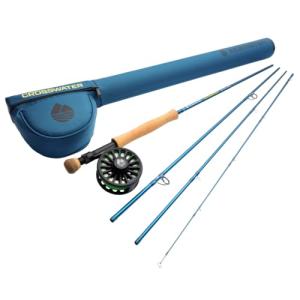 Redington Crosswater Fly Fishing Outfit – 4-Piece 9’ 8WT Fly Rod with Crosswater Reel, Rio Mainstream WF8F Fly Line & Zippered Travel Case – Complete Starter Kit