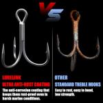 Fishing-Treble-Hooks-5X-Extra-Strong-Heavy-Duty Ultra Anti-Rust Bulk Hooks for Saltwater and Freshwater Fishing Sizes 5/0 to #8 (5X Extra Strong, 3/0 6-Pack)