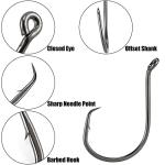 Dr.Fish 100 Pack Octopus Circle Hooks, Saltwater & Freshwater Fishing Hooks, #8-#10/0, Offset, Catfish, Tuna, Striper, Snapper, Bass Fishing #6