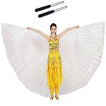 Belly Dance Wings Sticks Stainless Steel Telescopic Rod for Dancing Black 2pcs (Black)