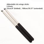Belly Dance Wings Sticks Stainless Steel Telescopic Rod for Dancing Black 2pcs (Black)