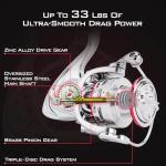 Sougayilang Saltwater Spinning Reel,CNC Aluminum Spool,Max Drag 33LB,Oversize Grip,5.5:1 Gear Ratio, 11+1 Stainless-Steel BB, Freshwater Fishing Reel-SW2500