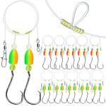 Dovesun Pompano Rigs for Surf Fishing Rigs Unique T-Knot Pompano Rigs Saltwater Floats Strong Pre-Rigged Surf Fishing Gear & Tackle Bullet Float(2colors)*2/0 Hook*10PCS