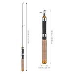 NUOBESTY Telescopic Fishing Rod, 10.4"-25.19" Small Portable Travel Ice Fishing Pole Tool with Cork Handle for Saltwater and Freshwater, Outdoor to Fish