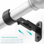 AMZSEVEN Adjustable Curtain Rod Brackets, Metal Window Drapery Rod Hanger Holders Hooks for 1 inch Rods (Black, Set of 3)