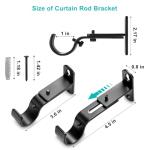AMZSEVEN Adjustable Curtain Rod Brackets, Metal Window Drapery Rod Hanger Holders Hooks for 1 inch Rods (Black, Set of 3)