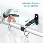 AMZSEVEN Adjustable Curtain Rod Brackets, Metal Window Drapery Rod Hanger Holders Hooks for 1 inch Rods (Black, Set of 3)