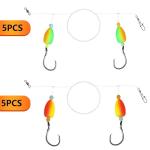Dovesun Pompano Rigs for Surf Fishing Rigs Unique T-Knot Pompano Rigs Saltwater Floats Strong Pre-Rigged Surf Fishing Gear & Tackle Bullet Float(2colors)*2/0 Hook*10PCS