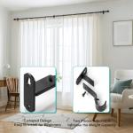 AMZSEVEN Adjustable Curtain Rod Brackets, Metal Window Drapery Rod Hanger Holders Hooks for 1 inch Rods (Black, Set of 3)