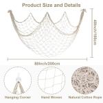 80x40 Inch Fishing Net Decor, 3mm Beige Natural Cotton Large Decorative Fish Netting Table Runner, Wall Ceiling Halloween Party Decorations for Pirate Under The Sea Nautical Mermaid Themed Party