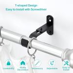 AMZSEVEN Adjustable Curtain Rod Brackets, Metal Window Drapery Rod Hanger Holders Hooks for 1 inch Rods (Black, Set of 3)